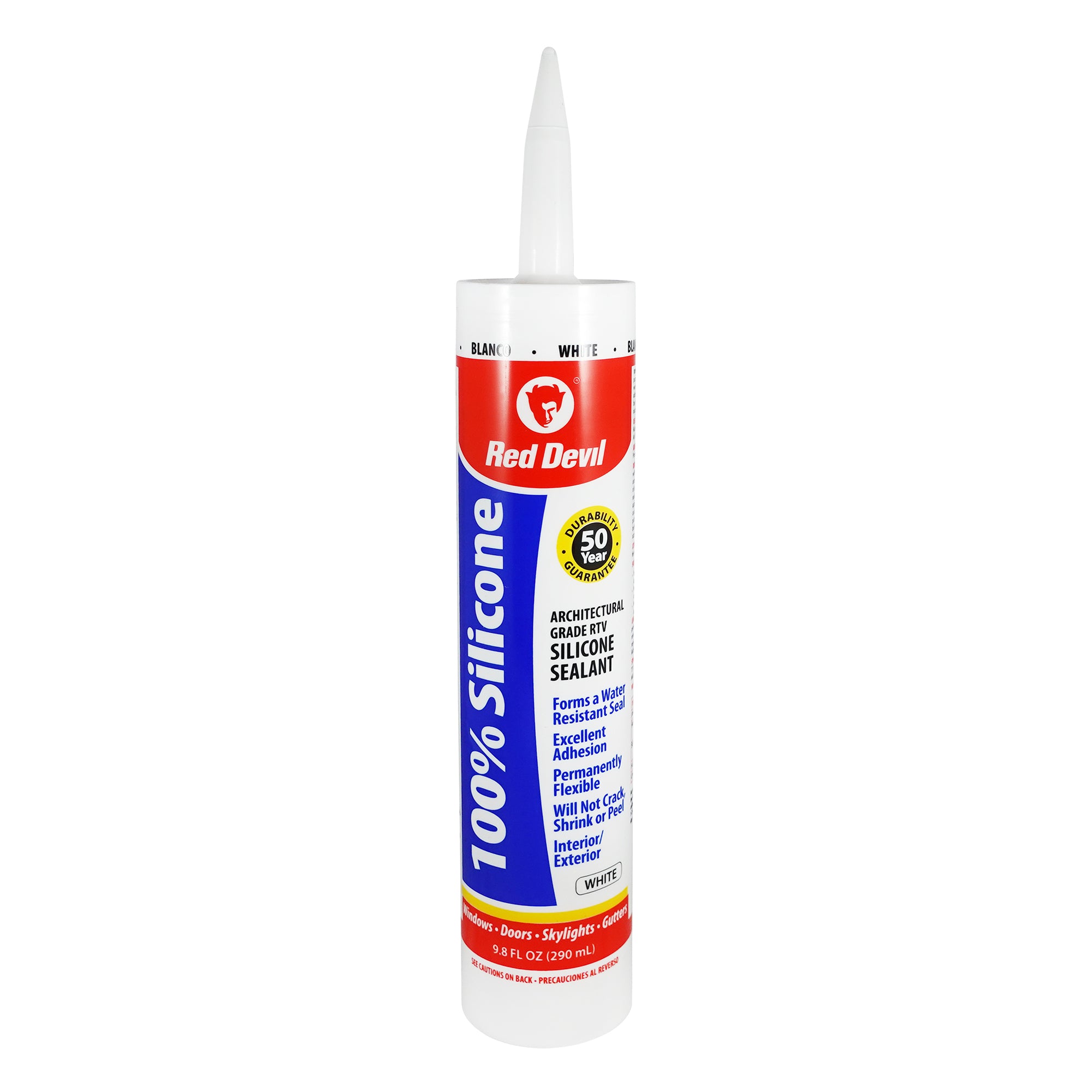 Red Devil 0816 100 Percent Silicone, White, 9.8 oz