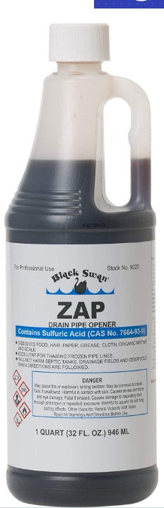Zap Drain Pipe Opener (Sulfuric Acid), Quart