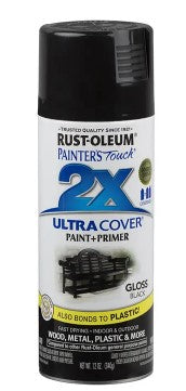 2X ULTRA COVER SPRAY, GLOSS BLACK, 12oz