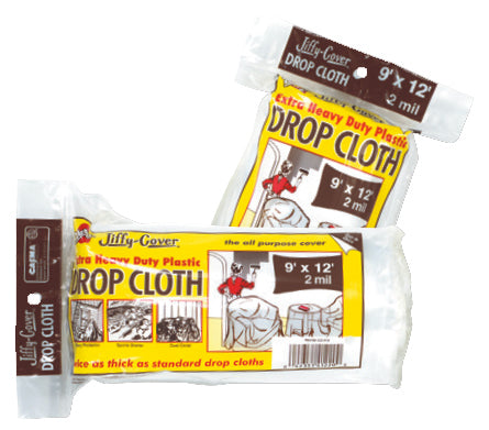 HEAVY DUTY PLASTIC DROP CLOTH, 2mil, 9'X12'