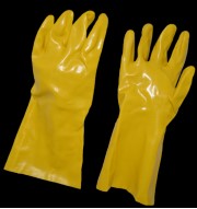 YELLOW PVC GLOVES, LINED