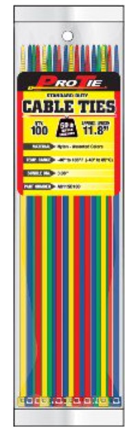 11.8" ASS. COLOR STD DUTY, 100 PACK