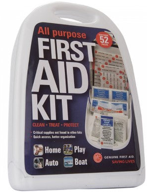 FIRST AID KIT, 52 PC, ALL PURPOSE HOME & AUTO, PLASTIC CASE