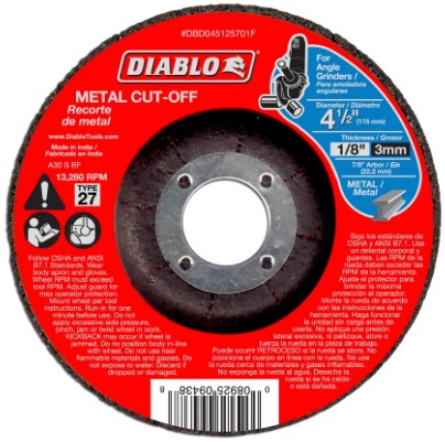 4-1/2 in. Metal Cut Off Disc - Type 27
