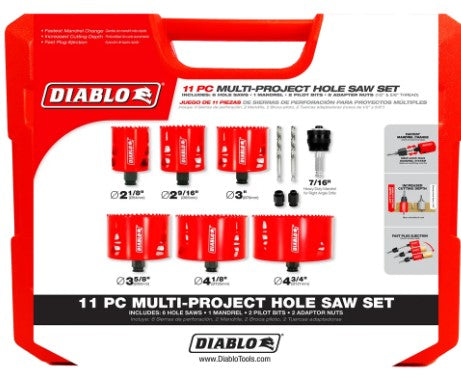 11 PC MULTI-PROJECT BI-METAL HOLE SAW SET