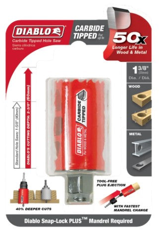 1-3/8 in. (35mm) Carbide-Tipped Wood & Metal Holesaw