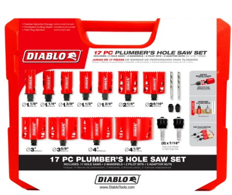 17 PC PLUMBERS BI-METAL HOLE SAW SET