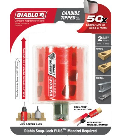 2-3/8 in. (60mm) Carbide-Tipped Wood & Metal Holesaw