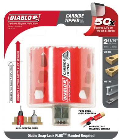 2-11/16 in. (68mm) Carbide-Tipped Wood & Metal Holesaw