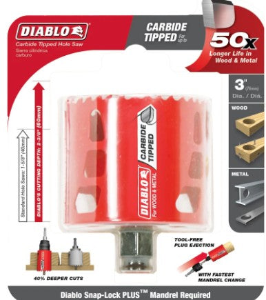 3 in. (76mm) Carbide-Tipped Wood & Metal Holesaw