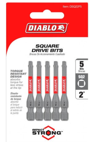 2 in. #2 Square Drive Bits (5-Pack)
