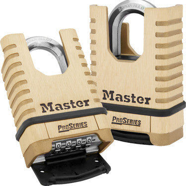 2-1/4" BRASS PADLOCK, RESETTABLE COMBO, SHROUDED SHACKLE