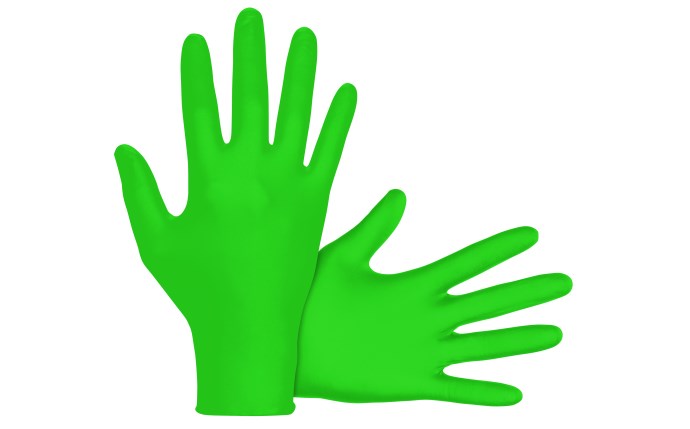 RAVEN INVUE GREEN PF NITRILE GLOVES - LARGE