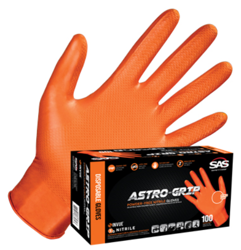 SAS Safety 66572 Astro-Grip Powder‐Free 7 Mil Nitrile Gloves, Medium