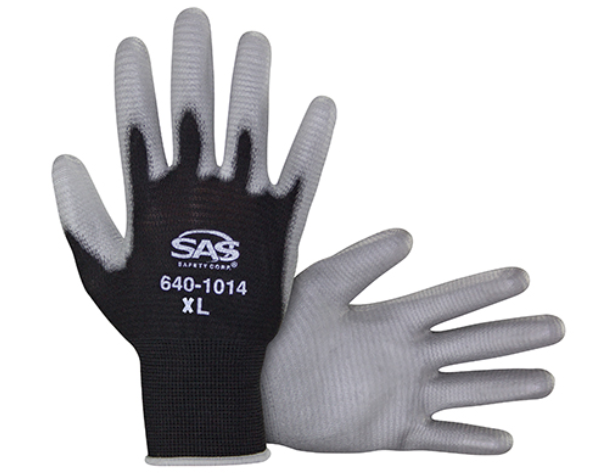 PawZ® Black Nylon Knit Shell Gloves - Polyurethane Palm Coating, XLRG
