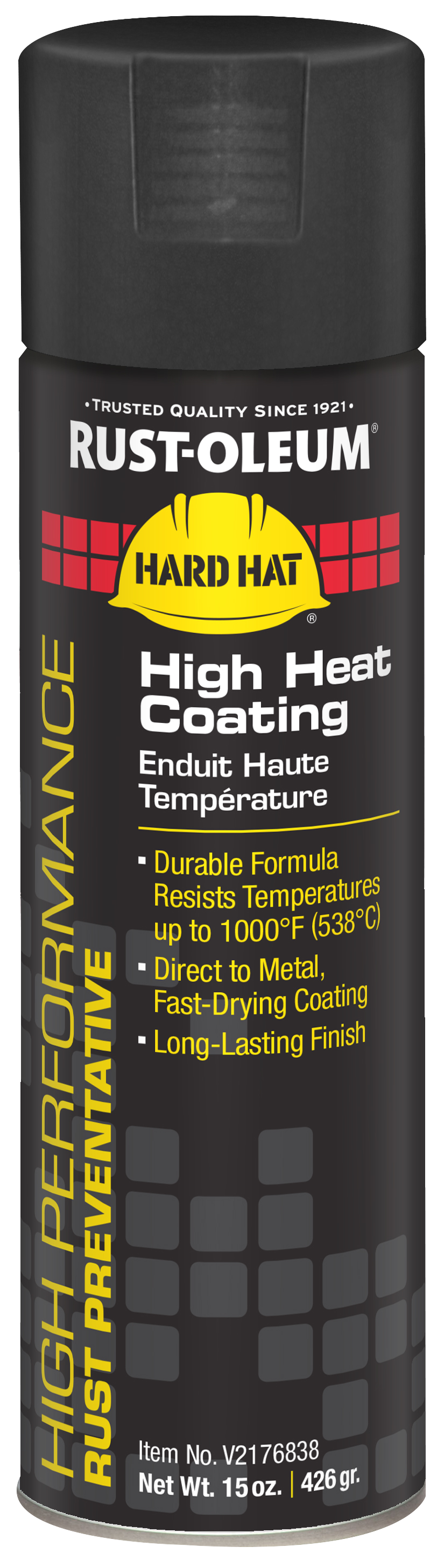 Rust-Oleum Corporation V2176838 V2100 High Heat Black Flat 15 OZ. Spray, 15 Ounce