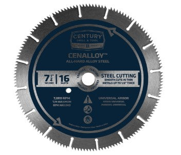 CIRCULAR SAW BLADE,CENALLOY, 7-1/4" X 16 SLOT X UNIVERSAL ARBOR