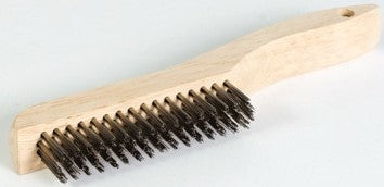 WIRE SCRATCH BRUSH, 4X16, 10" OAL, WOOD SHOE HANDLE