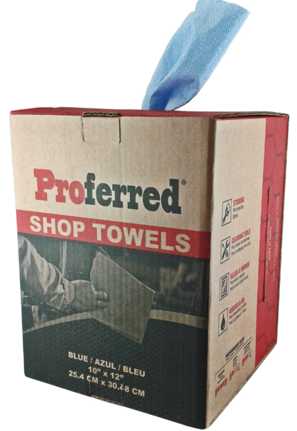 10X12 BLUE SHOP TOWELS, 200 BX