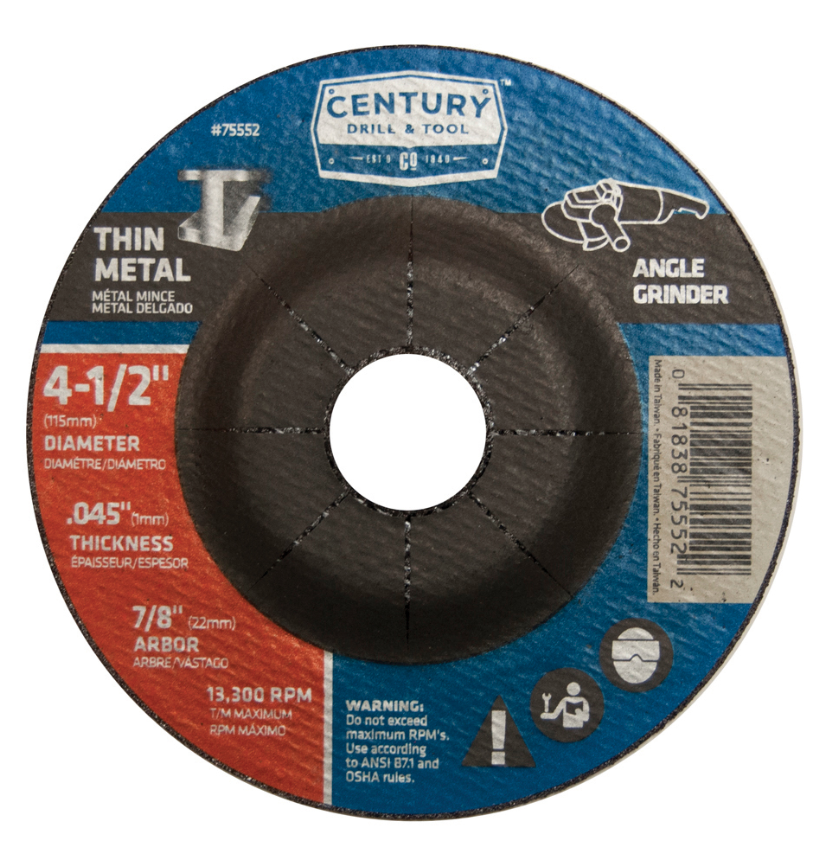 4-1/2" X .045 METAL CUTTING WHEEL, TYPE 27A, 7/8" ARBOR