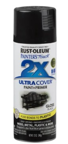 2X ULTRA COVER SPRAY, GLOSS BLACK, 12oz