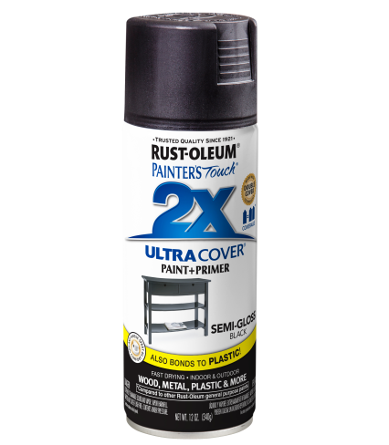 2X ULTRA COVER SPRAY, SEMI GLOSS BLACK, 12oz