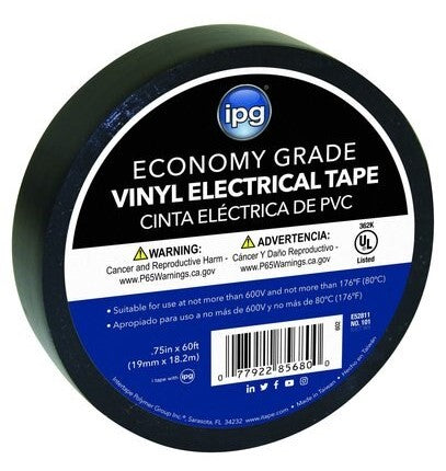 3/4" X 60FT BLACK ELECTRICAL TAPE [10/PK]