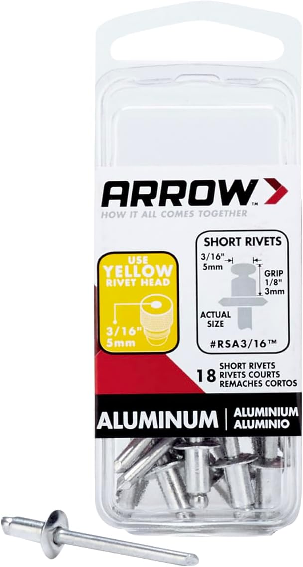 3/16" SHORT ALUMINUM RIVET, 18/PACK