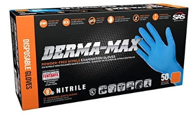 MEDIUM DERMA-MAX 8MIL NITRILE GLOVES [50/BX]