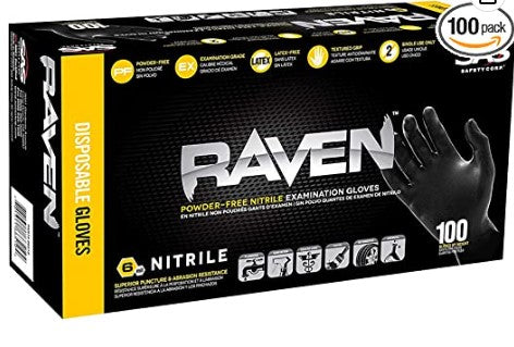 SMALL RAVEN BLACK NITRILE GLOVES [100/BX]