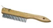 WIRE SCRATCH BRUSH W/ SCRAPER, 4" x 16" SHOE HANDLE, WOOD