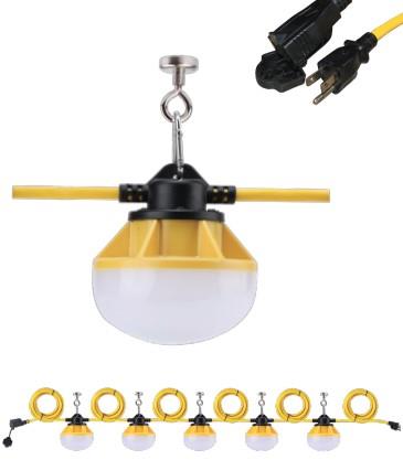 LED TEMP LIGHTING, 50FT 16/3 STRINGER W/ 5 LIGHTS, 5K KELVIN, 2K