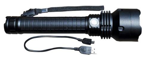 RECHARGEABLE LED FLASHLIGHT, 15 WATT 1.1K LUMEN, USB CABLE, HI/M