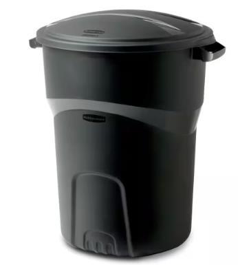 ROUGHNECK 32 GAL REFUSE CONT BLACK W/ LID