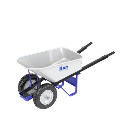 6 CU FT WHEELBARROW, STEEL TRAY AND HANDLES, DOUBLE FLAT FREE TI