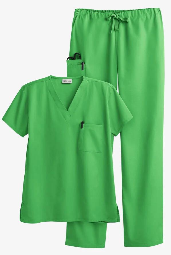 MEDIUM - UNISEX SCRUB SET KHAKI, V-NECK 1 POCKET, DRAW STRING PA