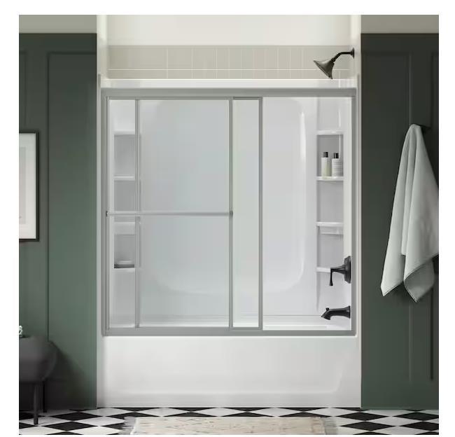 55-60"X56" TALL SLIDING FRAMED BATH DOOR SET, CLEAR