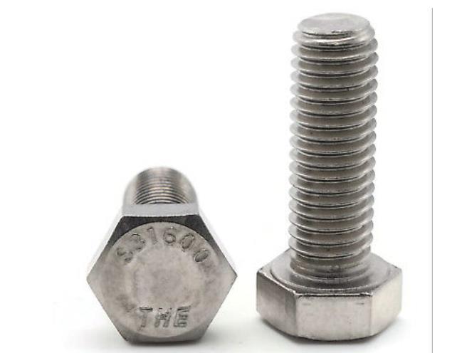 7/16"-14x2",(PT) UNC HEX CAP SCREWS STAIN A2 [250BX]
