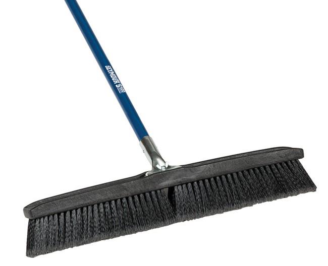 24" MED BRISTLE SMOOTH SURFACE PUSH BROOM, POLY BLOCK WITH FIBER