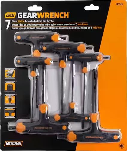 7PC METRIC T-HANDLE BALL END HEX KEY SET