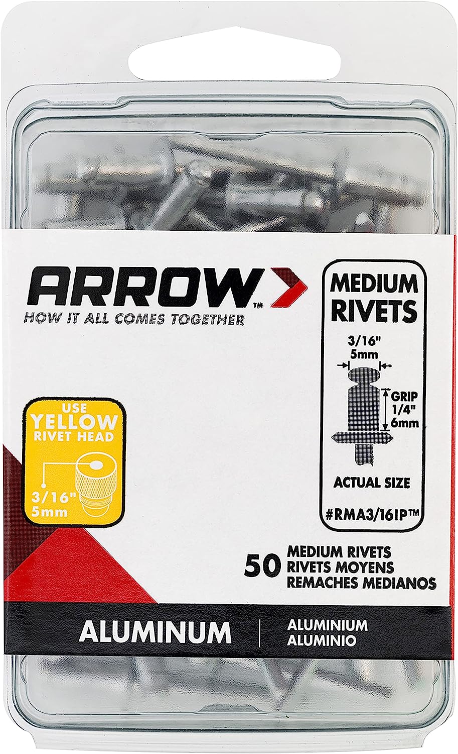 3/16" MED. ALUM. RIVETS, 100/PACK