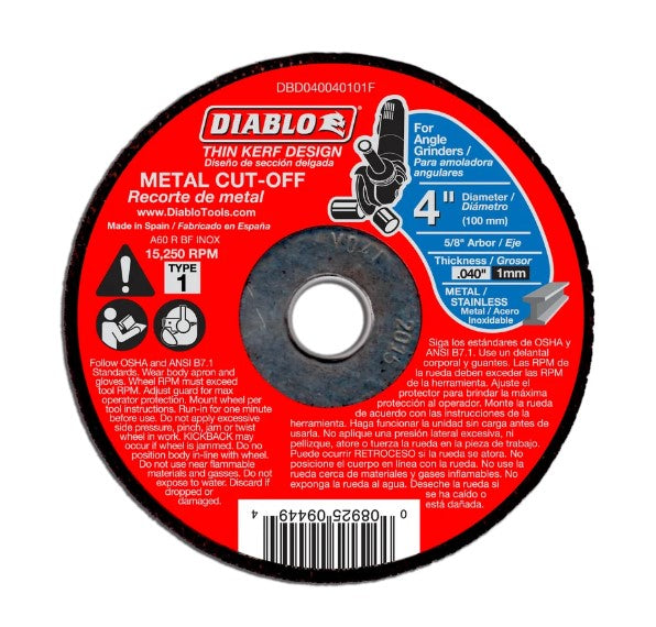 4 in. Metal Cut Off Disc - Thin Kerf