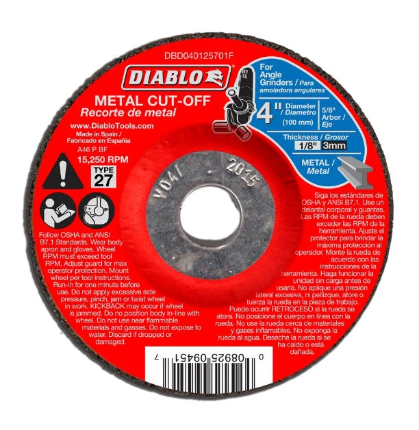 4 in. Metal Cut Off Disc - Type 27