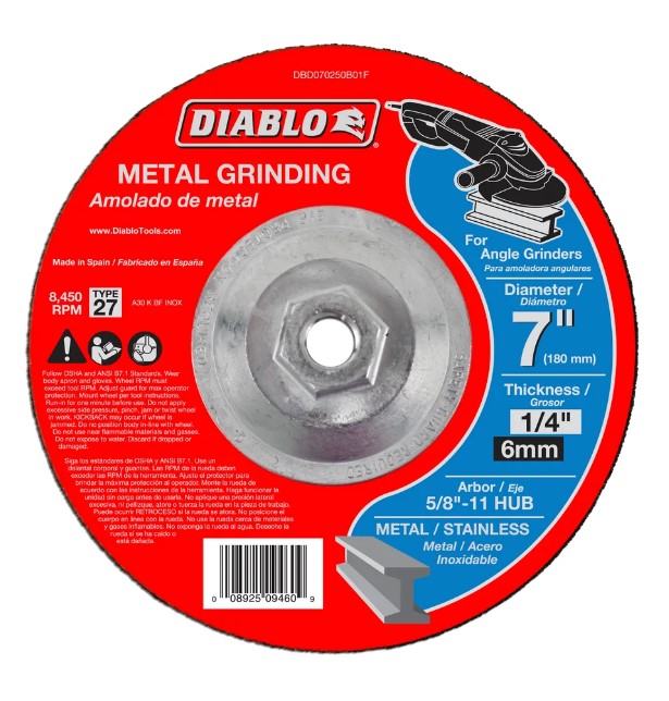 7 in. Metal Grinding Disc - Type 27 HUB