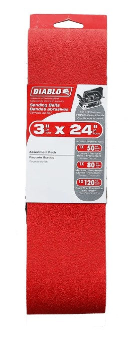 3 in. x 24 in. Assorted Belt Pack (3-Piece)