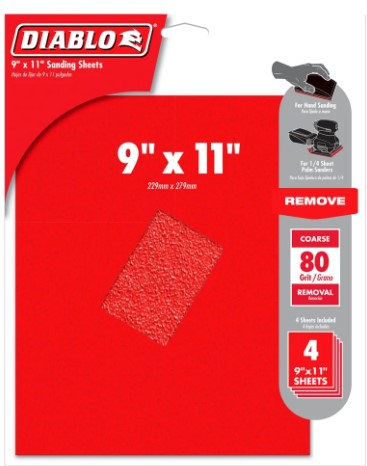 9 in. x 11 in. 80-Grit (Coarse) Sanding Sheet (4-Pack)