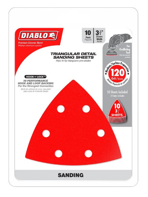 3-3/4 in. 120-Grit (Fine) Oscillating Detail Triangle Sanding Sh