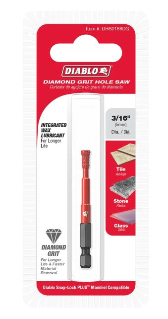 3/16 in. Diamond Grit Hole Saws