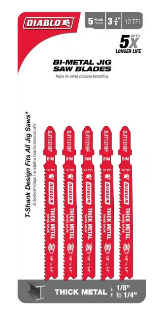 3-3/8 in. 12 TPI Bi-Metal T-Shank Jig Saw Blades for Thick Metal