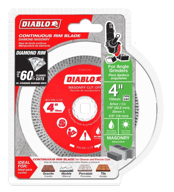 4 in. Diamond Continuous Rim Cut-Off Discs for Masonry